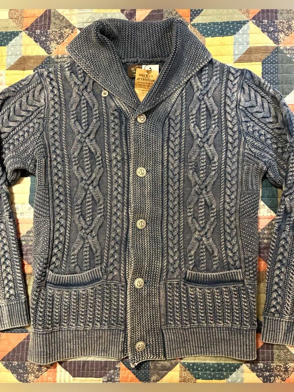 DOUBLE RL RALPH LAUREN RRL INDIGO CABLE KNIT SWEATER- MEN’S SIZE LARGE - Picture 4 of 10